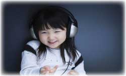 girl listening to headphones